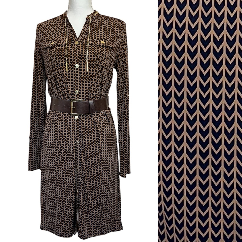 Michael MICHAEL Kors M Patterned Dress With Belt